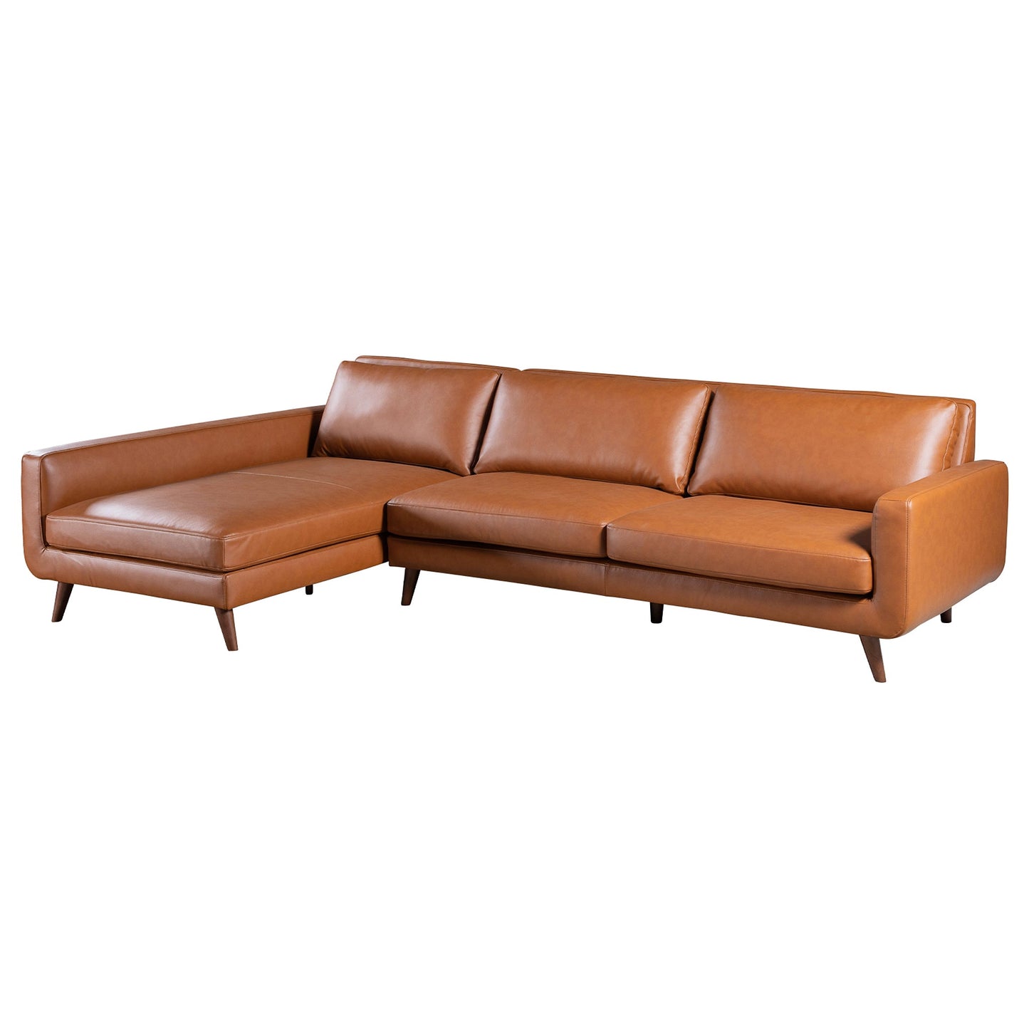 Ashcroft Garland Cognac Vegan Leather Left Sectional Sofa