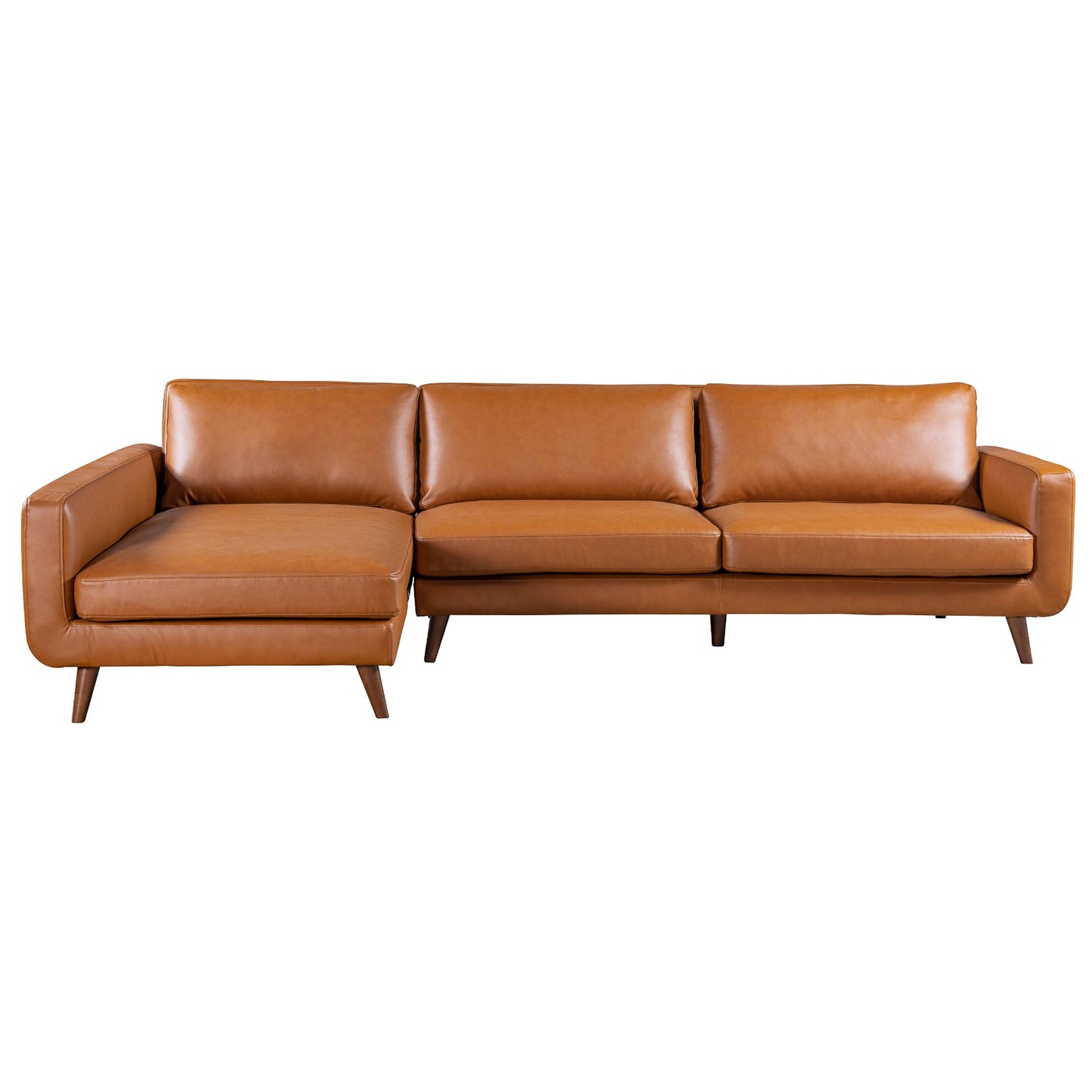 Ashcroft Garland Cognac Vegan Leather Left Sectional Sofa