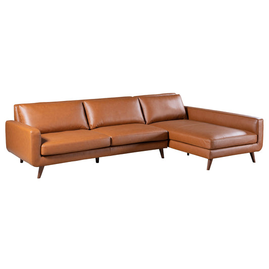 Ashcroft Garland Cognac Vegan Leather Right Sectional Sofa