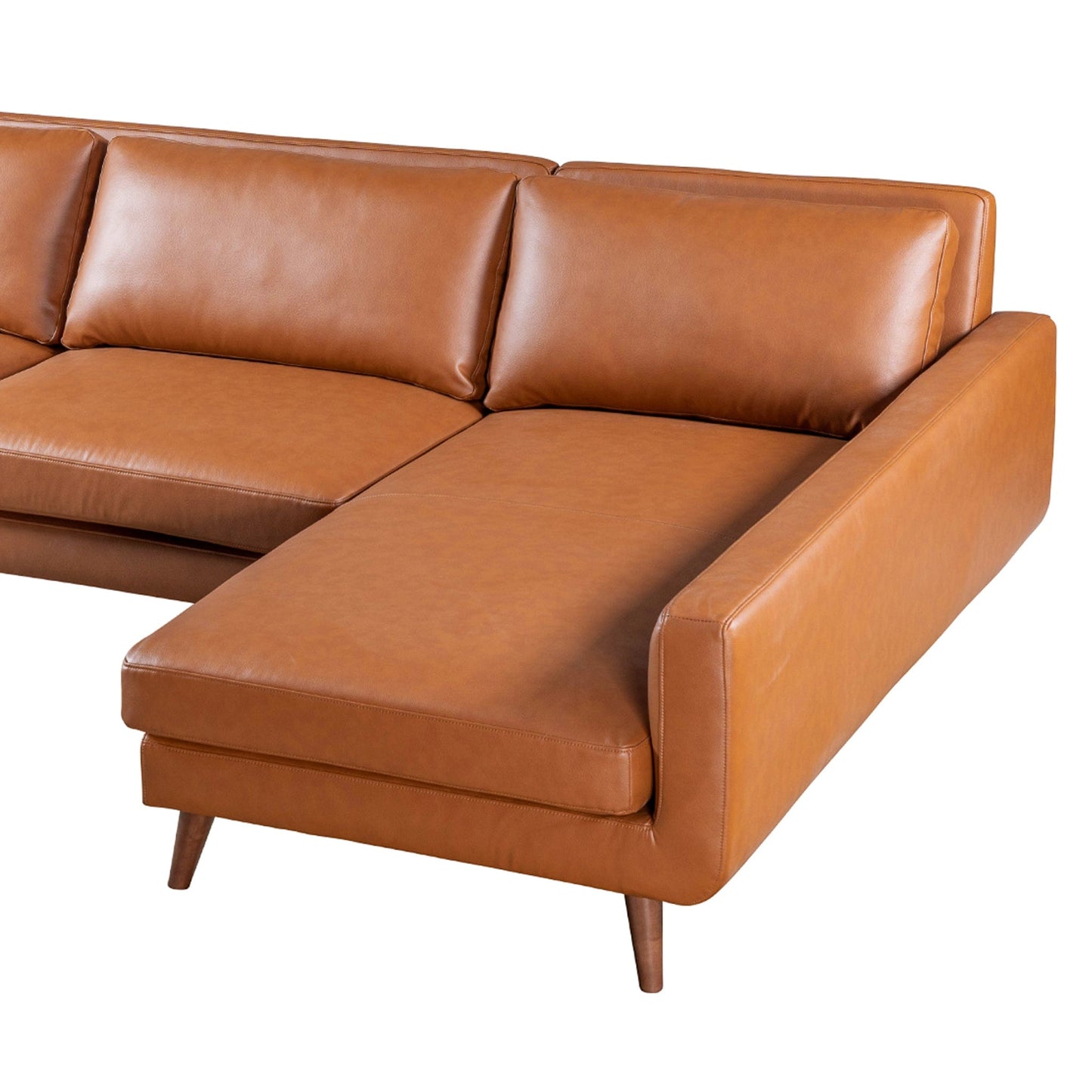 Ashcroft Garland Cognac Vegan Leather Right Sectional Sofa