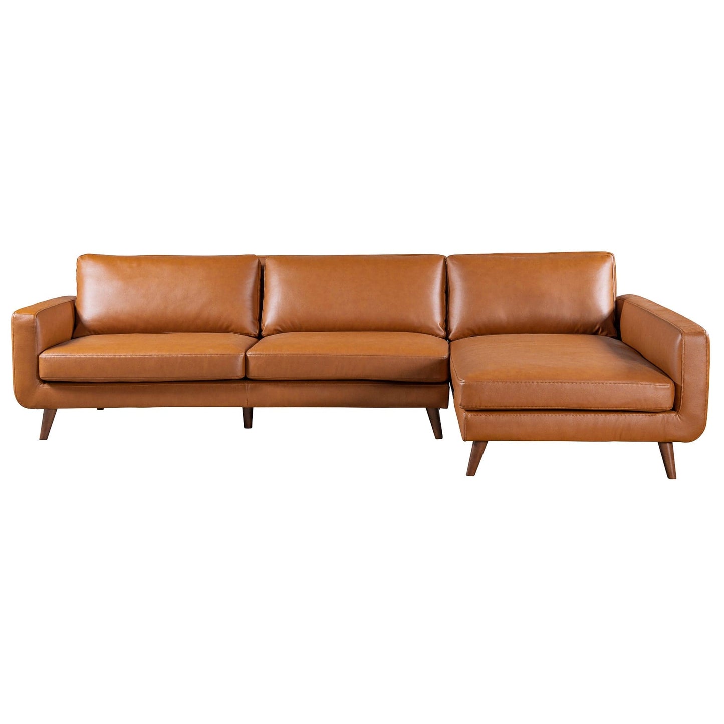 Ashcroft Garland Cognac Vegan Leather Right Sectional Sofa