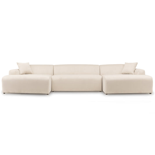 Ashcroft Mar U-Shape Corner Sofa - Cream Corduroy