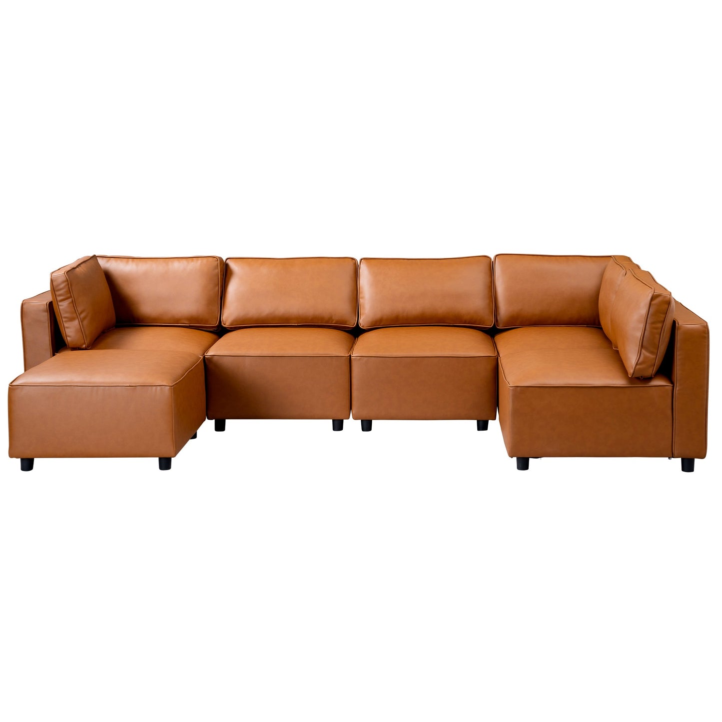 Ashcroft Reno Cognac Vegan Leather Modular Sofa