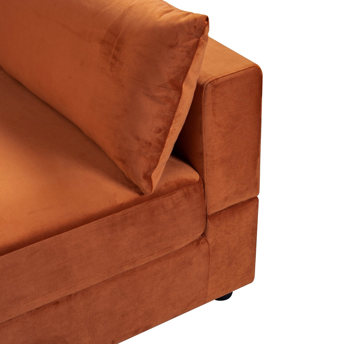 Ashcroft Uptown Burnt Orange Velvet Modular Sofa