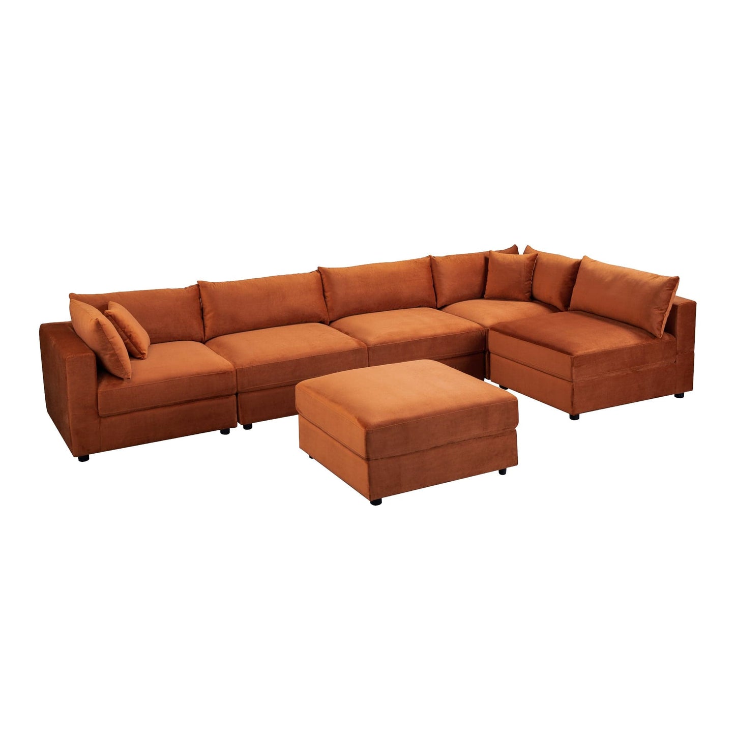 Ashcroft Uptown Burnt Orange Velvet Modular Sofa