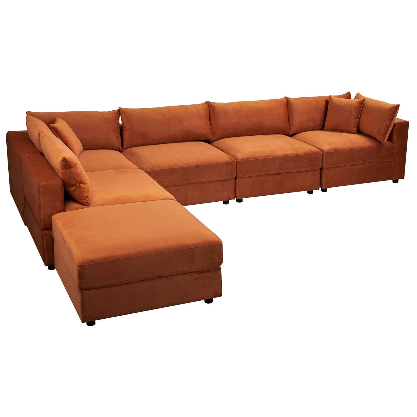 Ashcroft Uptown Burnt Orange Velvet Modular Sofa