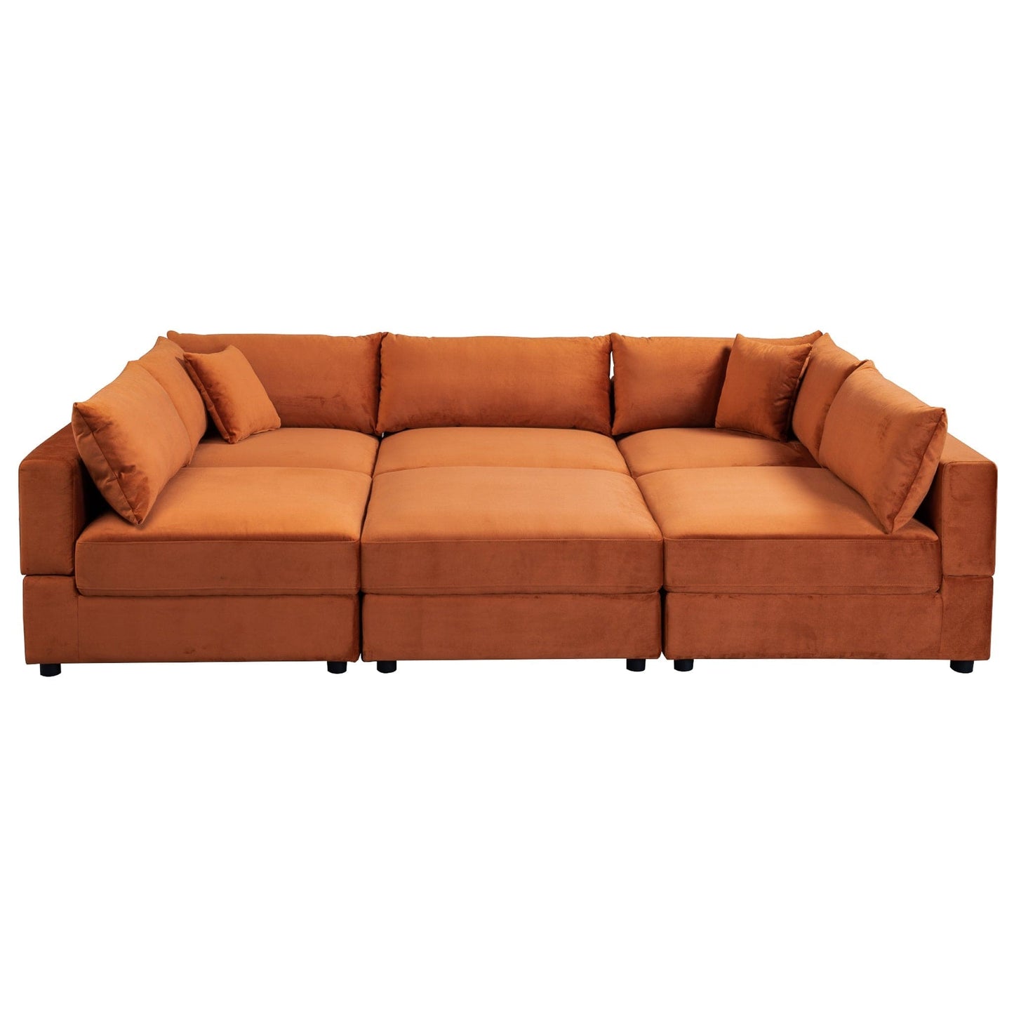 Ashcroft Uptown Burnt Orange Velvet Modular Sofa