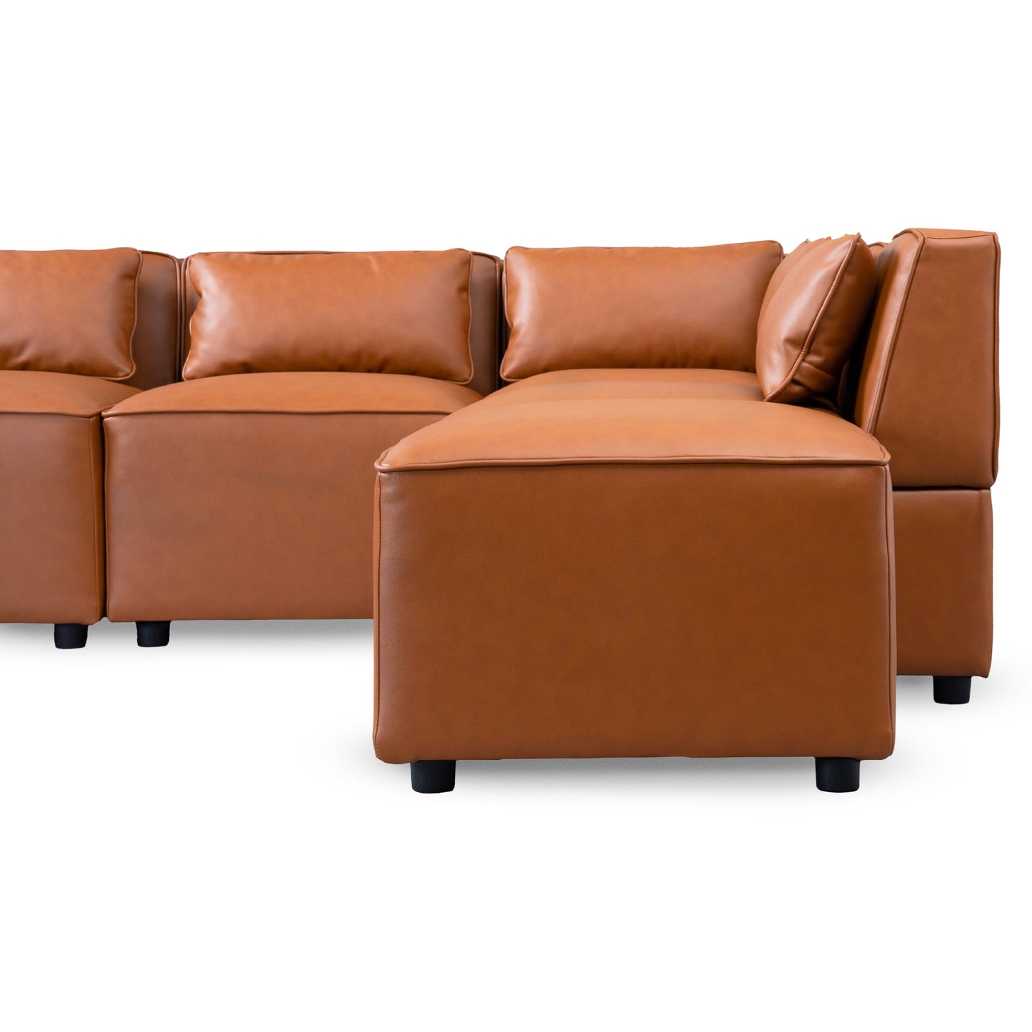 Ashcroft Wexford Cognac Vegan Leather Modular Sofa