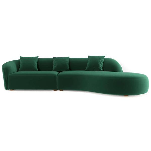 Ashcroft Elijah Green Japandi Style Curvy Sectional Sofa 126