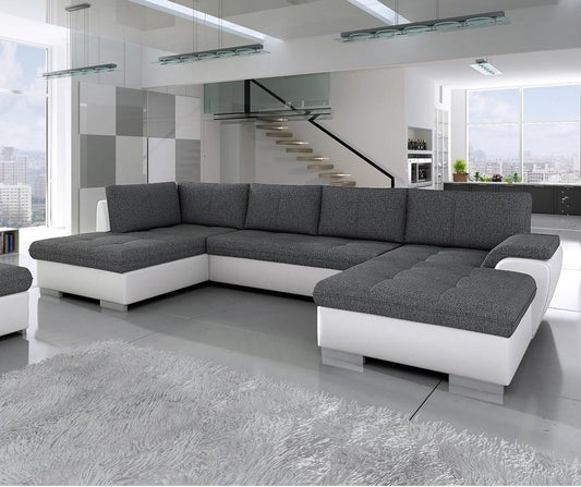 TOKIO Maxi Sectional Sofa with FULL XL Sleeper and Bedding Storage, Gray