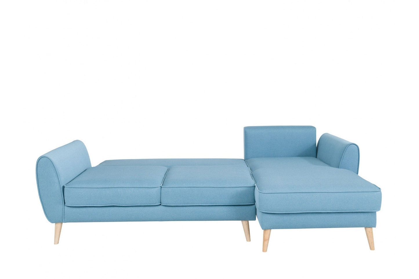 Sectional Sleeper Sofa with Storage, Right Facing Chaise, Light Blue