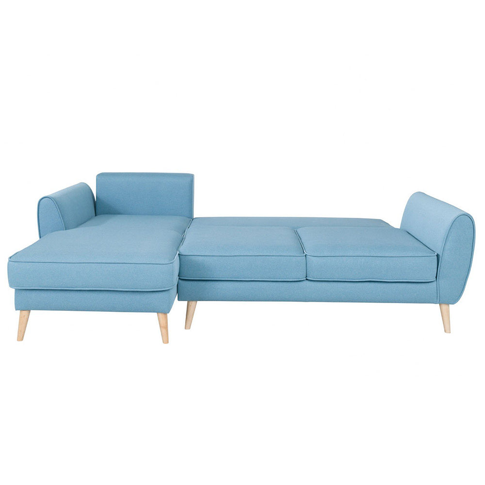 Sectional Sleeper Sofa with Storage, Left Facing Chaise, Light Blue