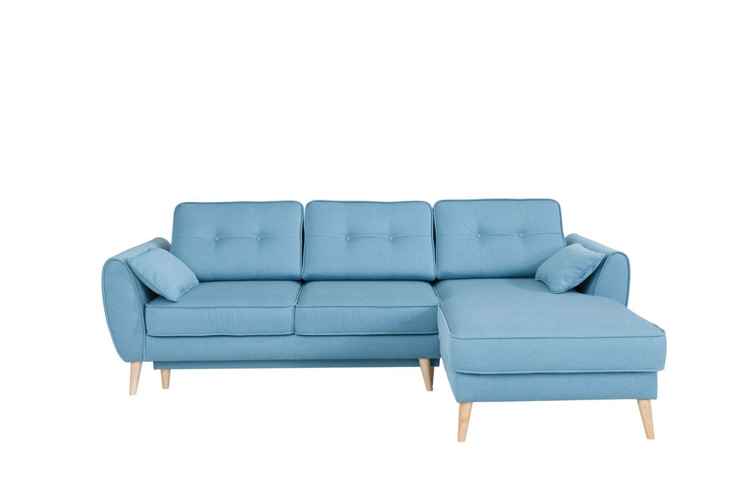 Sectional Sleeper Sofa with Storage, Right Facing Chaise, Light Blue