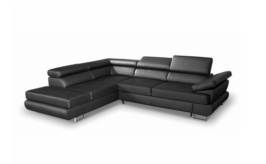 MAXIMA HOUSE Luton Black Sectional Sleeper Sofa with Storage