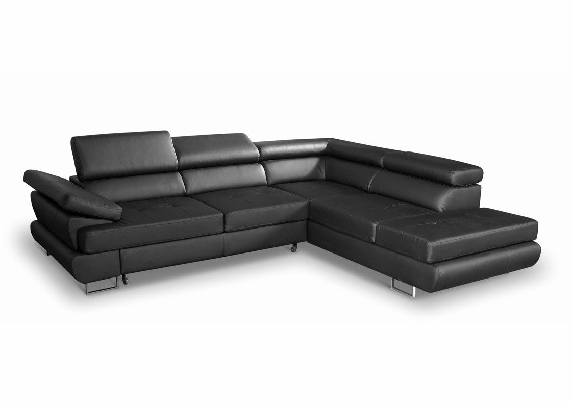 MAXIMA HOUSE Luton Black Sectional Sleeper Sofa with Storage