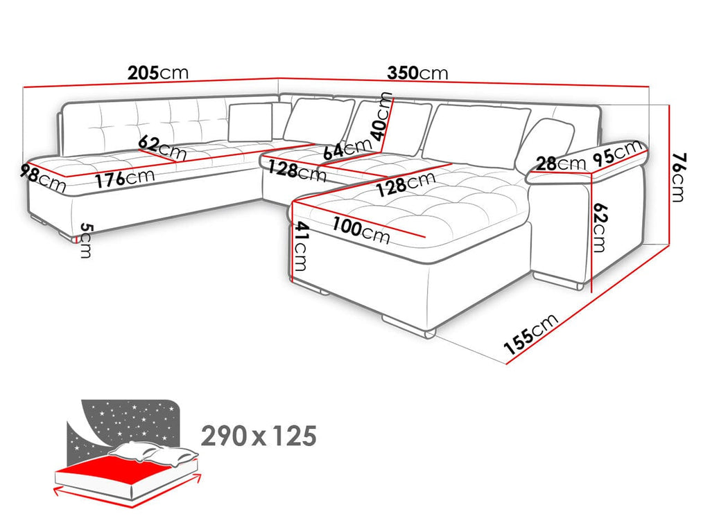 LEONARDO Green Sectional Sleeper Sofa