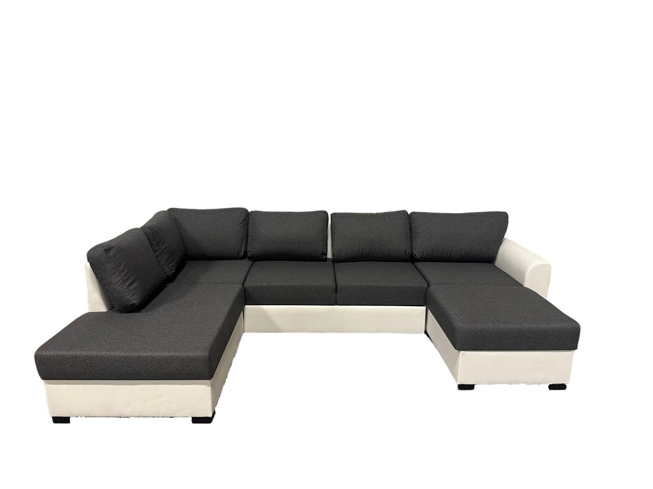 MATTEO Sectional Sleeper Sofa with Storage, Two-Toned White and Gray