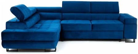 ANDREA Blue Sectional Sleeper Sofa, Chaise with Storage