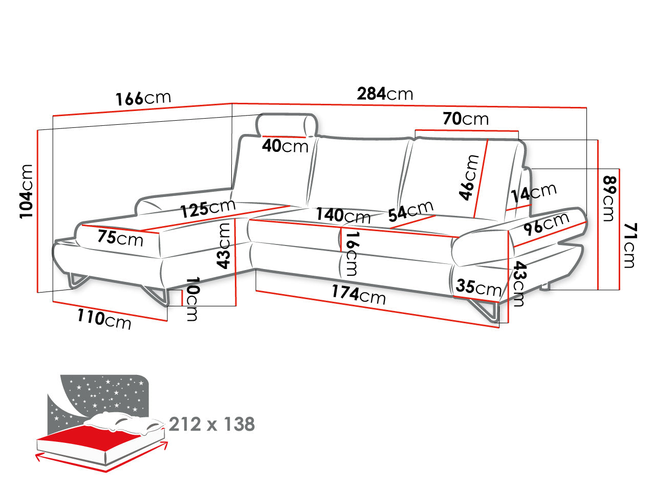 ASTRA Sectional Sleeper Sofa with Storage, Gray