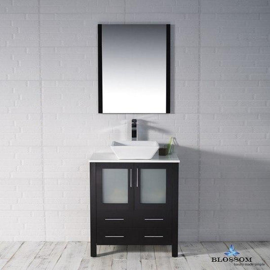 Blossom  Sydney 30 Inch Vanity Set with Vessel Sink and Mirror in Espresso