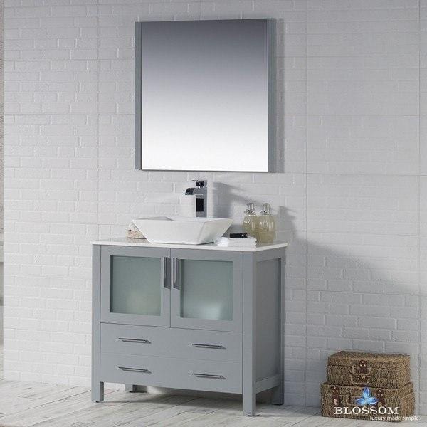 Blossom  Sydney 36 Inch Vanity Set with Vessel Sink and Mirror in Metal Grey