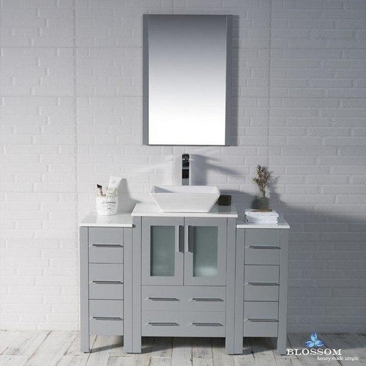 Blossom Sydney 48 Inch Vanity Set with Vessel Sink and Double Side Cabinets in Metal Grey