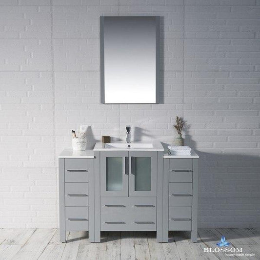 Blossom Sydney 48 Inch Vanity Set with Double Side Cabinets in Metal Grey