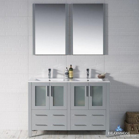 Blossom  Sydney 48 Inch Double Vanity Set with Mirrors in Metal Grey