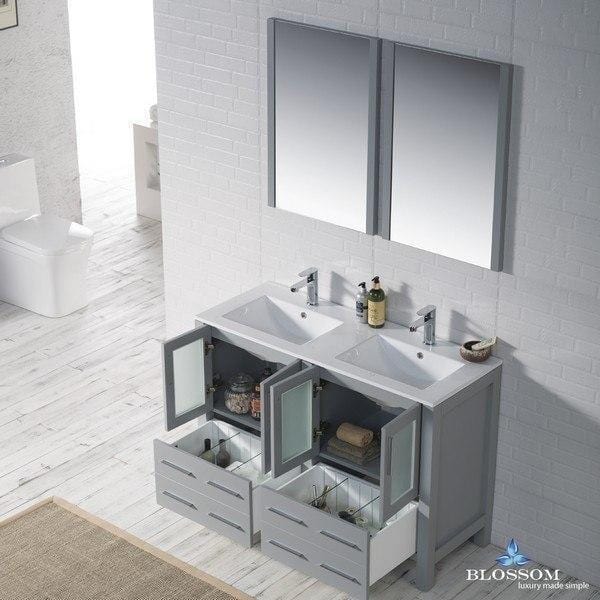 Blossom  Sydney 48 Inch Double Vanity Set with Mirrors in Metal Grey