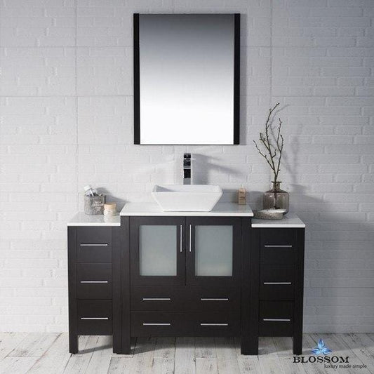 Blossom  Sydney 54 Inch Vanity Set with Vessel Sink and Double Side Cabinets in Espresso