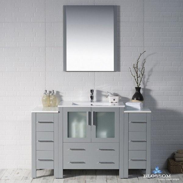 Blossom  Sydney 54 Inch Vanity Set with Double Side Cabinets in Metal Grey