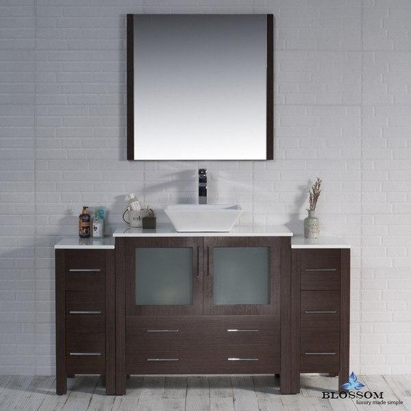 Blossom  Sydney 60 Inch Vanity Set with Vessel Sink and Double Side Cabinets in Wenge