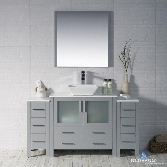 Blossom  Sydney 60 Inch Vanity Set with Vessel Sink and Double Side Cabinets in Metal Grey