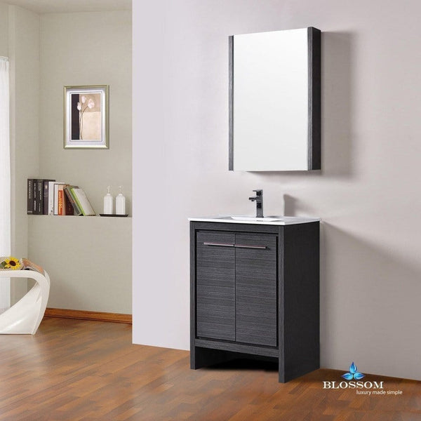 Blossom Milan 24 Inch Vanity Set with Medicine Cabinet in Silver Grey