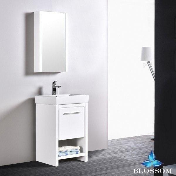 Blossom Milan 20 Inch Vanity Set with Medicine Cabinet in Glossy White