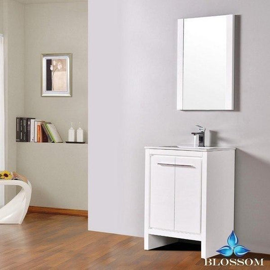 Blossom Milan 24 Inch Vanity Set with Mirror in Glossy White