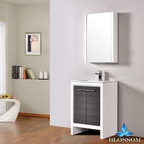 Blossom  Milan 24 Inch Vanity Set with Medicine Cabinet in Glossy White