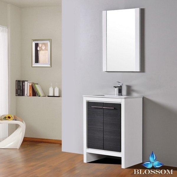 Blossom  Milan 24 Inch Vanity Set with Mirror in Glossy White