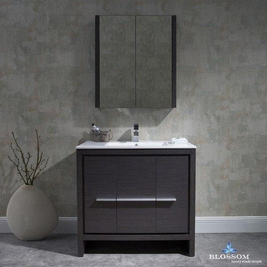 Blossom Milan 36 Inch Vanity Set with Medicine Cabinet in Silver Grey