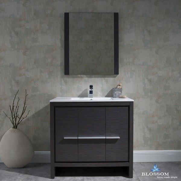 Blossom  Milan 36 Inch Vanity Set with Mirror in Silver Grey