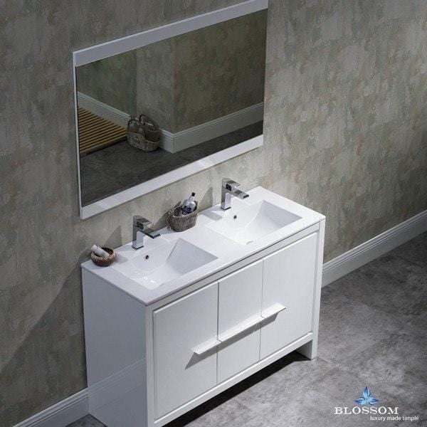 Blossom  Milan 48 Inch Double Vanity in Glossy White
