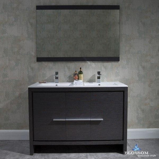 Blossom Milan 48 Inch Double Vanity Set with Mirror in Silver Grey