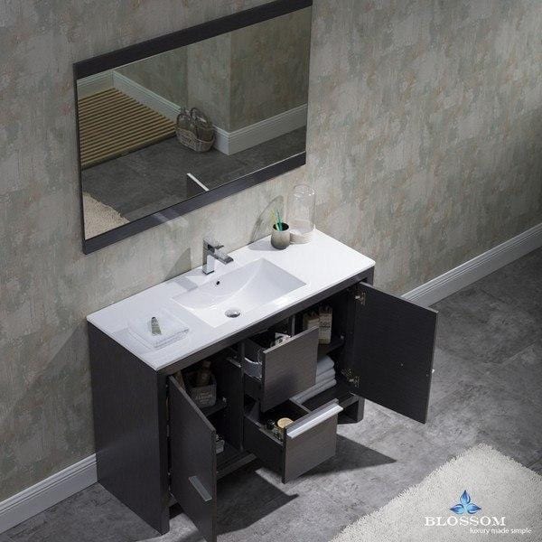 Blossom  Milan 48 Inch Vanity Set with Mirror in Silver Grey