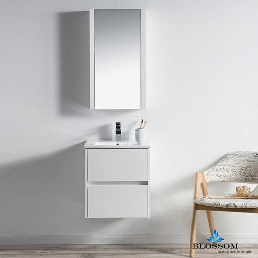 Blossom  Valencia 20 Inch Vanity Set  in Glossy White with Medicine Cabinet