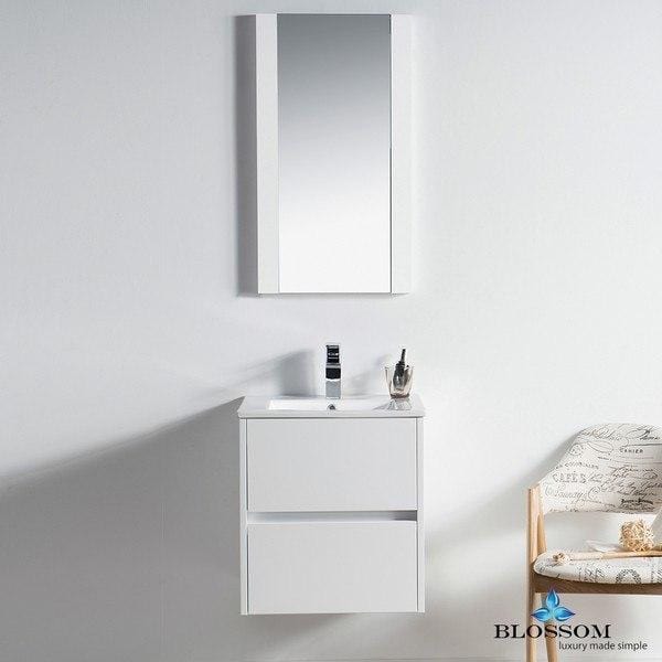 Blossom Valencia 20 Inch Vanity Set  in Glossy White with Mirror