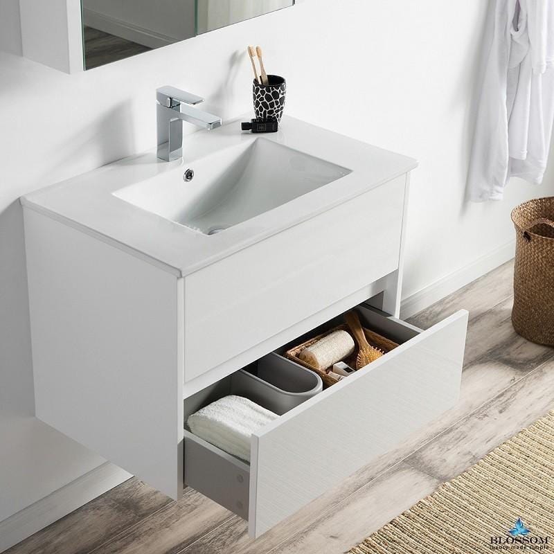 Blossom  Valencia 30 Inch Vanity Set  in Glossy White with Medicine Cabinet