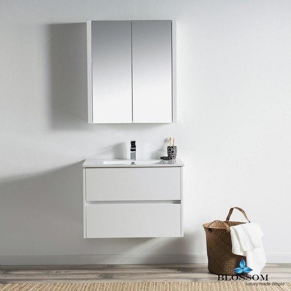 Blossom  Valencia 30 Inch Vanity Set  in Glossy White with Medicine Cabinet