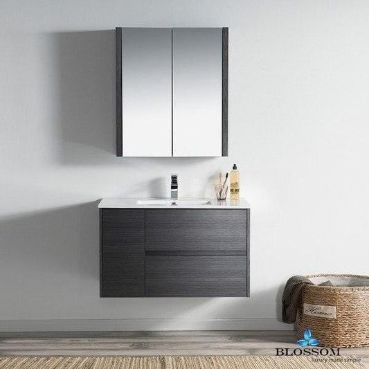 Blossom  Valencia 36 Inch Vanity Set  in Silver Grey with Medicine Cabinet