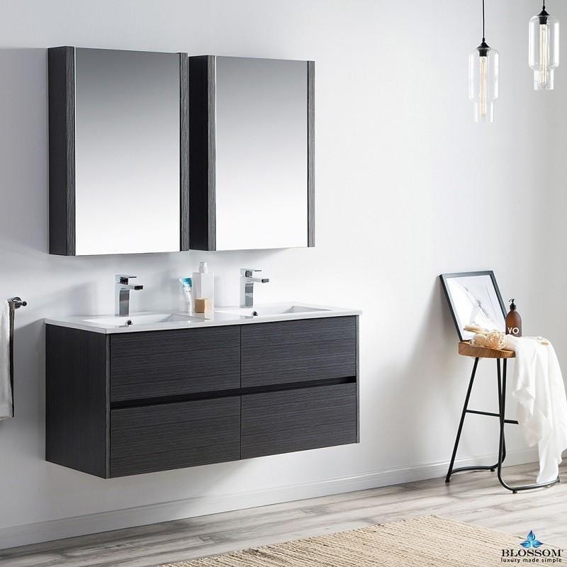 Blossom  Valencia 48 Inch Double Vanity Set  in Silver Grey with Medicine Cabinet