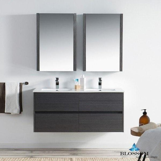 Blossom  Valencia 48 Inch Double Vanity Set  in Silver Grey with Medicine Cabinet